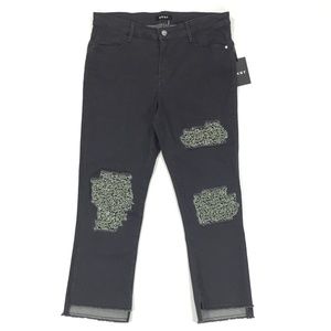 DKNY Black Gray Jeans Size 29 Sequin Patchwork